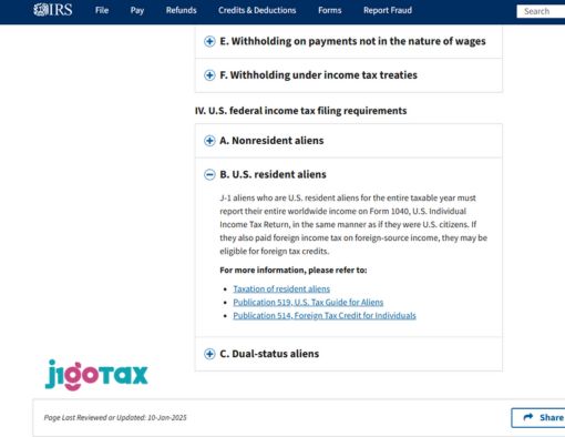 J1 Visa Taxes 1040 IRS